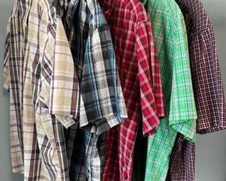 Lot of 5 Short Sleeve Plaid Button Front Shirts Medium
