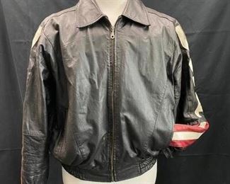 Lucky Leather Co. Black USA Bomber Flight Jacket