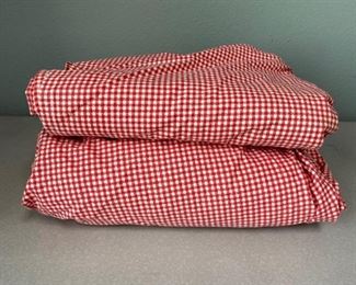 Martha Stewart Red Gingham Plaid Queen Bed Sheets Flat Fitted