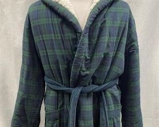 Mens Blue Green Flannel Plaid Fleece Lined Bath Robe Goodfellow  Co.
