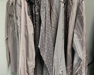 Mens Long Sleeve Button Front Shirt Lot Black Grey Medium