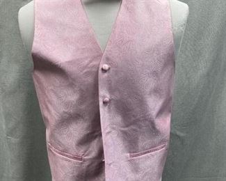 Mens Umo Lorenzo Pink Paisley Full Back Formal Vest with Matching Bow Tie Small