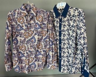 Pair of Funky Floral Print Long Sleeve Button Front Shirts