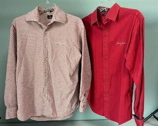 Pair of Red Sean John Long Sleeve Button Front Shirts Medium