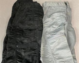 Pair of Retro 1980s Nylon Break Dancing Multi Zipper Pants Bugle Boy Countdown Parachute