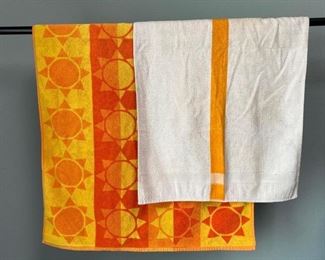 Pair of Vintage Orange Beach Pool Bath Towels