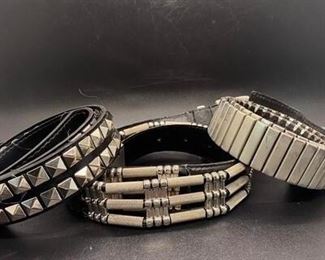 Set of 3 Punk Rock Heavy Metal Black Faux Leather Studded Belts