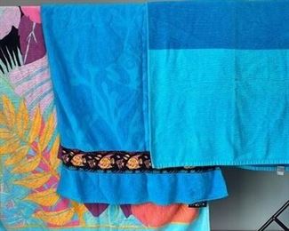 Set of 3 Retro Turquoise Blue Beach Towels