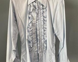Vintage Baby Blue Tuxedo Ruffled Dress Shirt