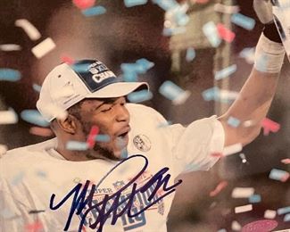 Football Giants Signed Picture Eli Manning and Michael Straham