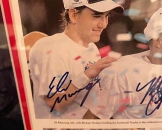 Football Giants Signed Picture Eli Manning and Michael Straham