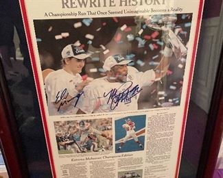 Football Giants Signed Picture Eli Manning and Michael Straham