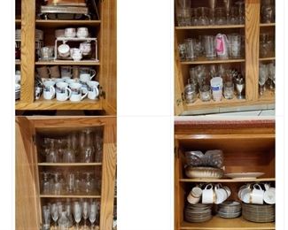 Dishes, drinking glasses, champagne glasses, wine glasses, cups, saucers and more!