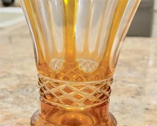 14. Cut To Clear Amber Vase (3 1/2" x 5")