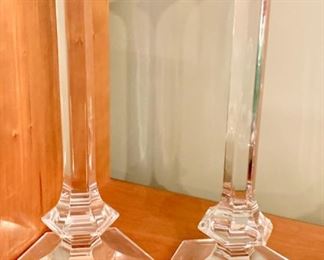 25. Pair of Val St Lambert Elysee Crystal 11" Candle Holders 