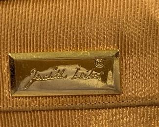 55. Judith Leiber GoldGenuine Lizard Leather Handbag with Jeweled Shell Clasp