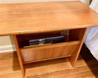 65. Contemporary Side Table w/ Magazine Rack Below (25" x 16" x 20") Scratches on top