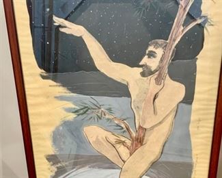 89. Signed Painting "Man Climbing Pine to Grasp Stars, Phase 4"