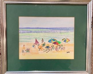 114. Pastel Beach Scene Signed Donata (14" x 12")