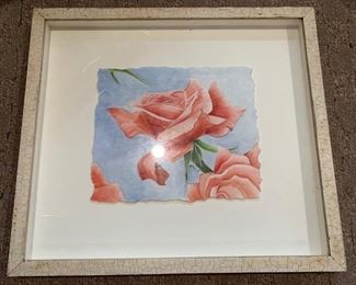 110. Shadowbox Frame w/ Rose Artwork (10" x 9")