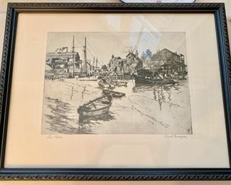 167. "San Pedro" Signed Vintage Etching by Lionel Barrymore (11" x 8")