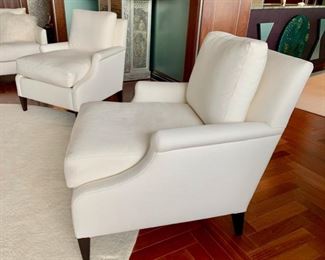 2. Pair of Beverly White Linen Arm Chairs