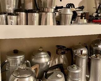Vintage Aluminum Canister sets, coffee pots, kettles, cake covers, etc.