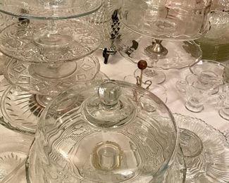 Collection of glass Cake plates, stands, and domes