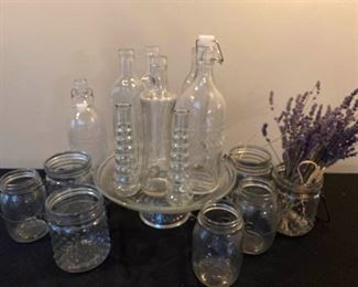 027 Assortment of Glass Jars Bottles