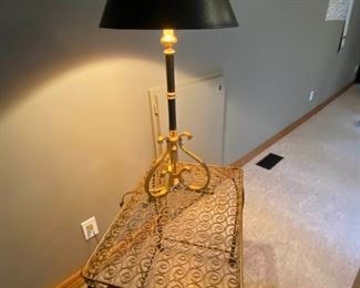 110 Ornate Metal Side Table and Lamp