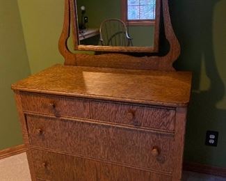 117 Antique Oak Dresser with Mirror