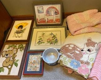 122 Bambi Needlepoint Blanket and Other Childrens Room Decor