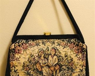 Vintage Tapestry Handbag & Attached Change Purse