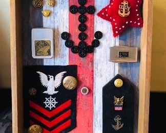Vintage Military Collectibles Shadowbox