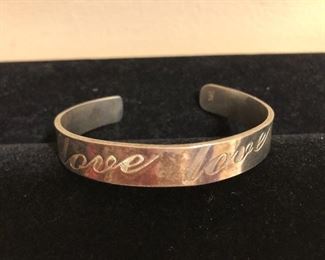 Sterling Silver Love Cuff Bracelet (22.8 Grams)