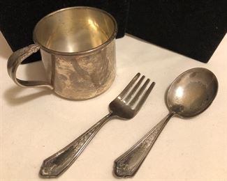 Sterling Silver Vintage Baby Cup & Flatware (92.6 Grams)