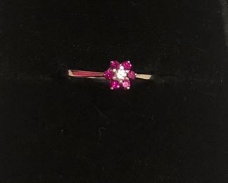 18K Italian Gold Diamond Ruby Ring (1.6 Grams) 