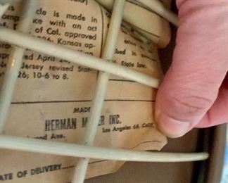 #1- 6 Herman Miller early Eames Wire chais on Eiffel bases with brown vinyl  bikini covers.- $2400 for ALL 6 chairs