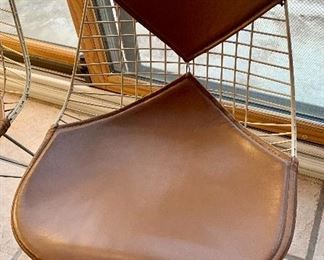 #1- 6 Herman Miller early Eames Wire chais on Eiffel bases with brown vinyl  bikini covers.-  $2400 for ALL 6 chairs