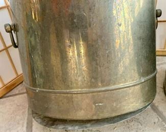 #23- 2 brass planters- 1 planter has a loose bottom, 1 is missing a handle- 14x12- $40