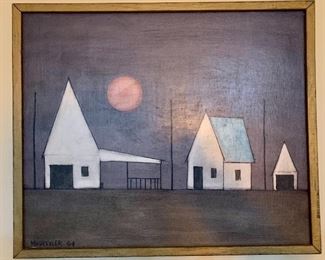 #11- Original signed Bob Mildrexler painting on masonite- 1964- 25x21- $500