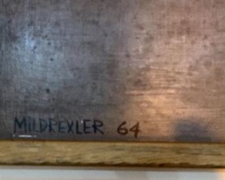 #11- Original signed Bob Mildrexler painting on masonite- 1964- 25x21- $500