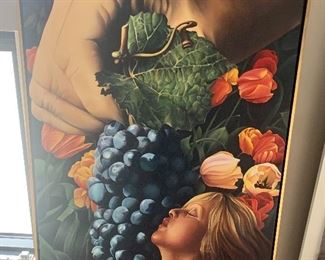 #66- Original signed painting- titled "Feeling Gape" oil on canvas by  Debbee A. Hix- 25w x 39 1/2t- $400