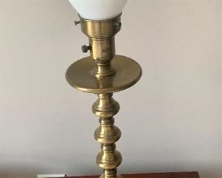 #64- Vintage Brass and glass torchiere lamp- 23 1/2 t- $30