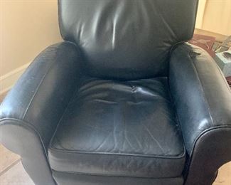 #50- Black Leather Barcalounger Chair-18t @ seat, 33t @ back, 32 deep, 36w- $300