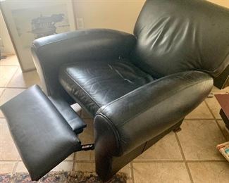 #50- Black Leather Barcalounger Chair-18t @ seat, 33t @ back, 32 deep, 36w- $300