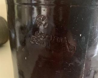 #47- Set of 3 crocks including 1 whiskey crock- 1 crock by Peoria Pottery Co-$120