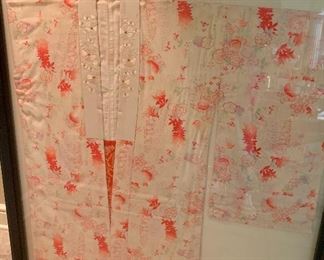 #45- Framed Kimono with embroidered neck- 42 1/2w x 47 1/2t- $400