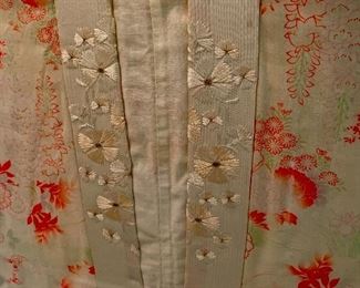 #45- Framed Kimono with embroidered neck- 42 1/2w x 47 1/2t- $400