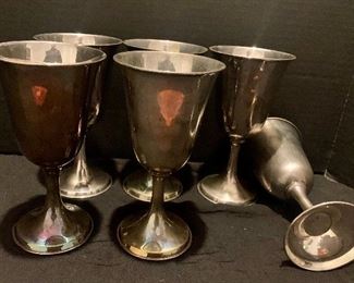 #79- 6 sterling goblets- Marked Sterling 950- NOT weighted- 954 grams total- $580 for all
***Not discounted***